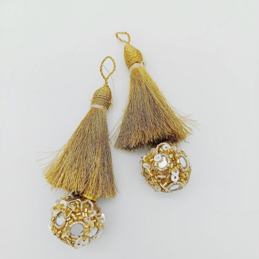 Gold Sequins And Mirror Ball Tassels Latkan, Indian Latkans, Blouse Latkan
